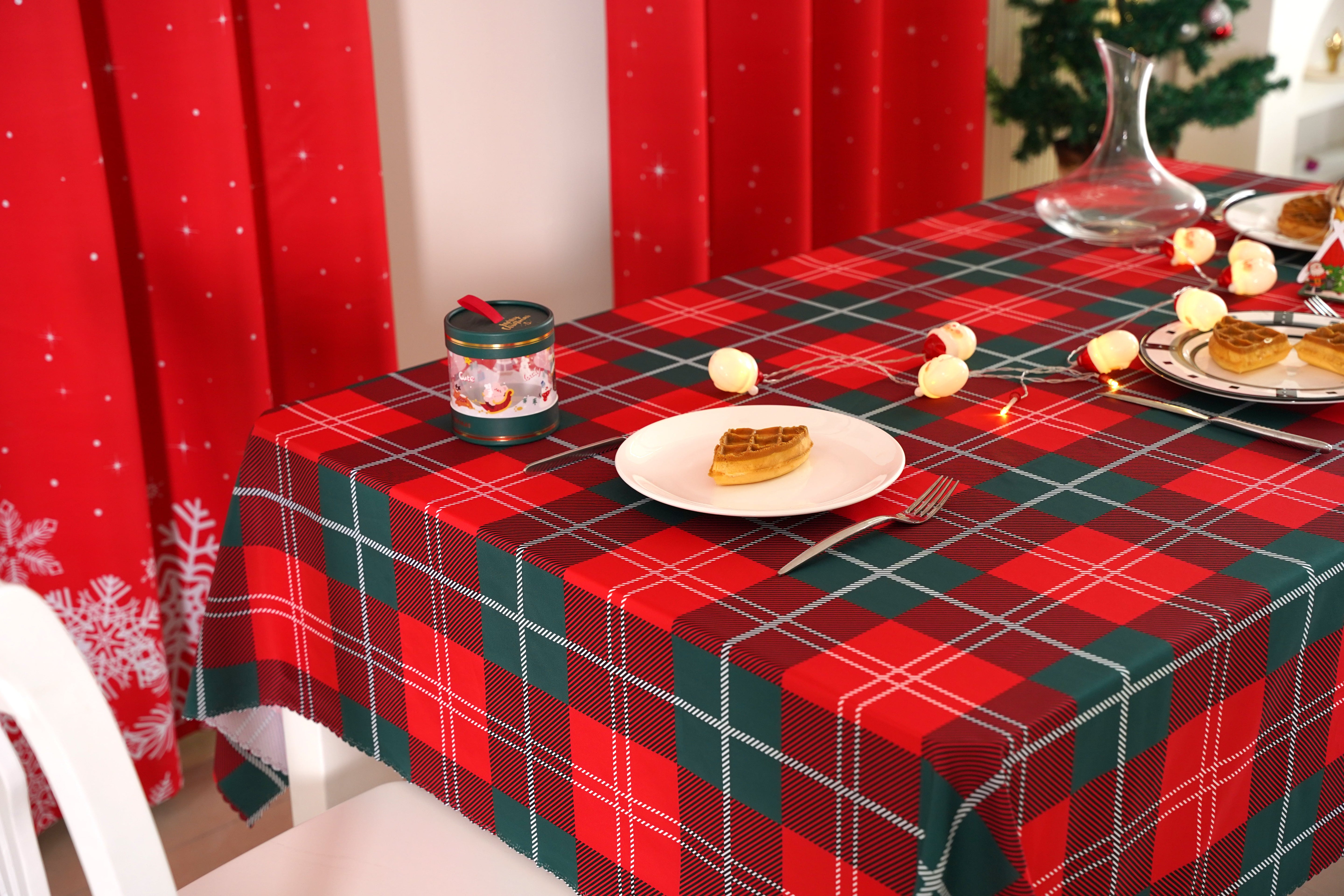 Christmas Tartan Plaid Rectangle Tablecloth - Red-Green