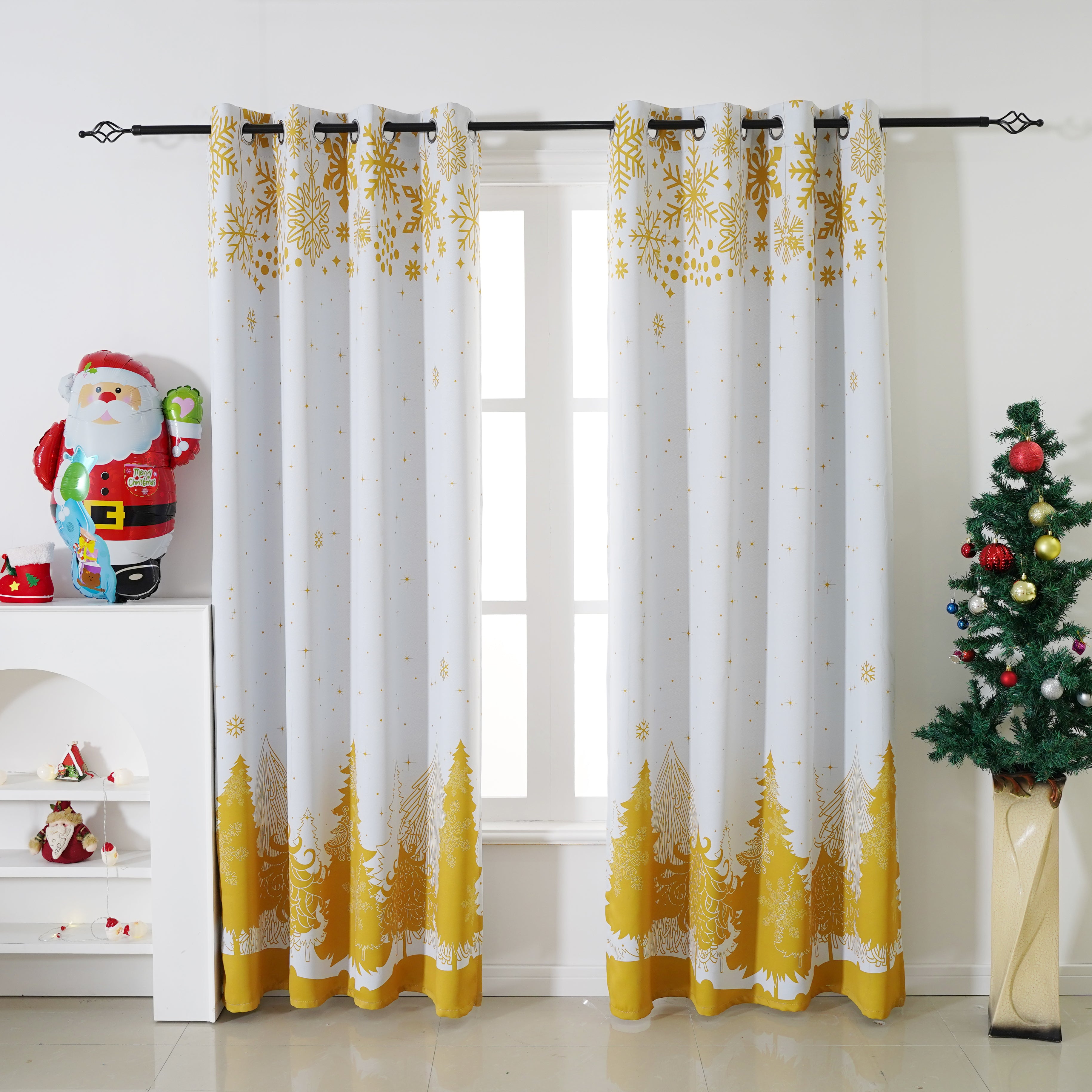 Christmas Curtains - White Xmas Trees