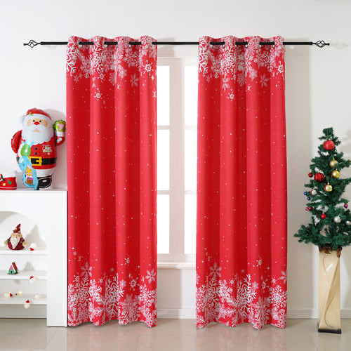 Christmas Curtains - Red Snowflake