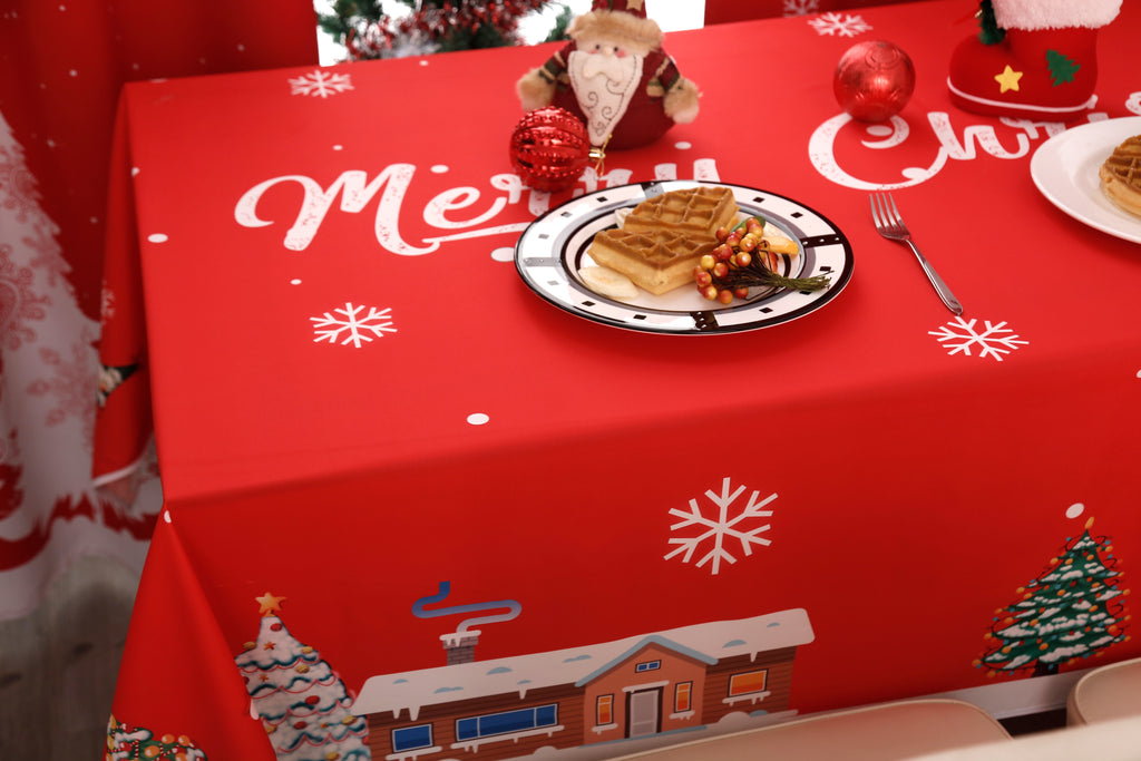 Christmas Log Cabin Pattern Rectangle Tablecloth - Red
