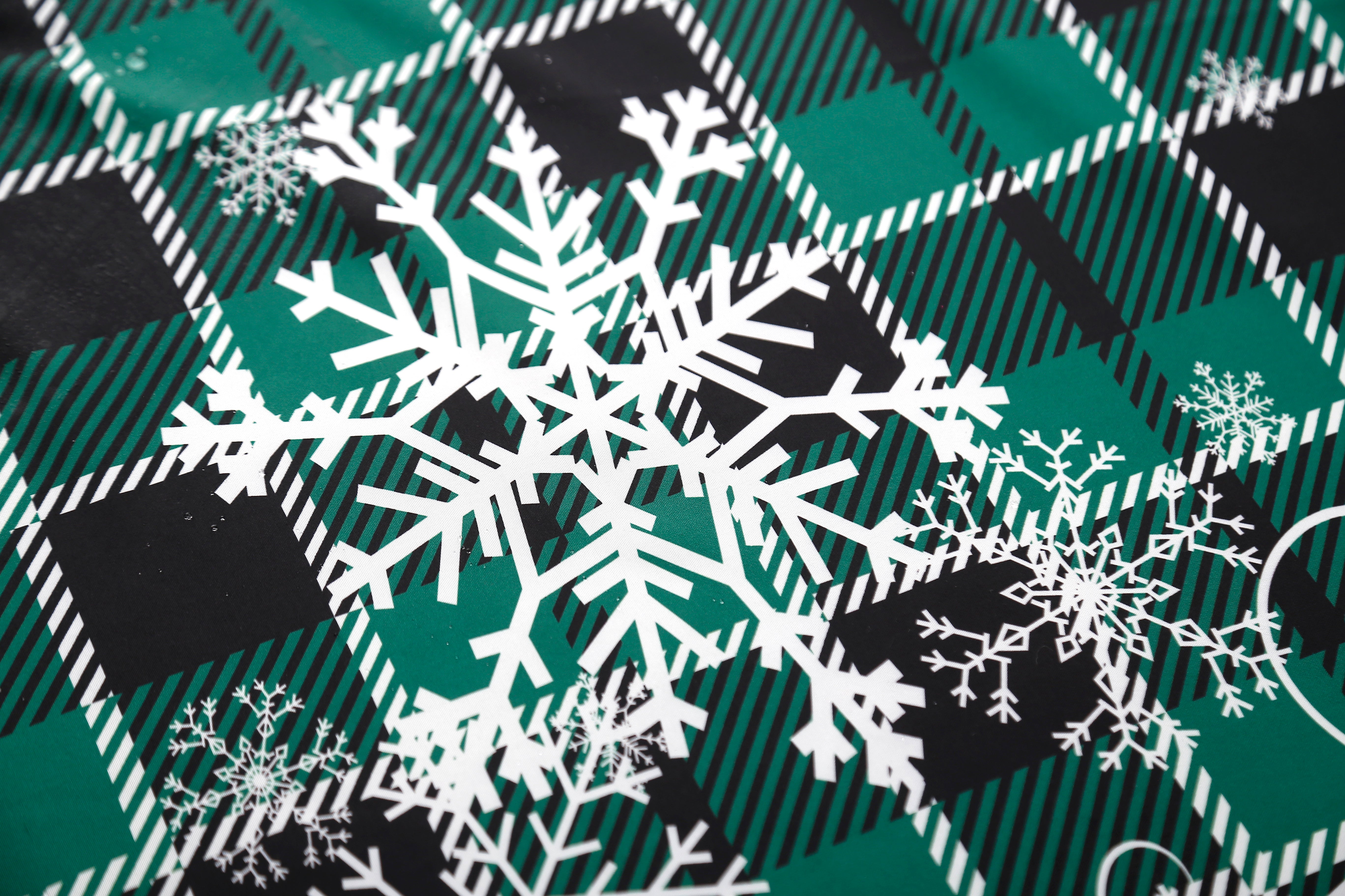 Christmas Wonderland Pattern Rectangle Tablecloth - Green Plaid