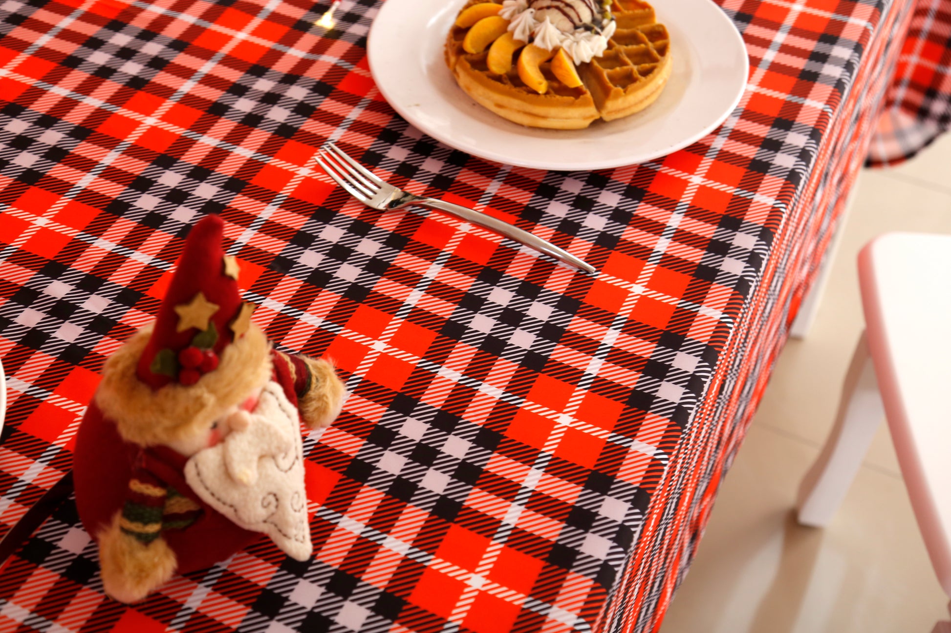 Christmas Red Orange Tartan Plaid Rectangle Tablecloth