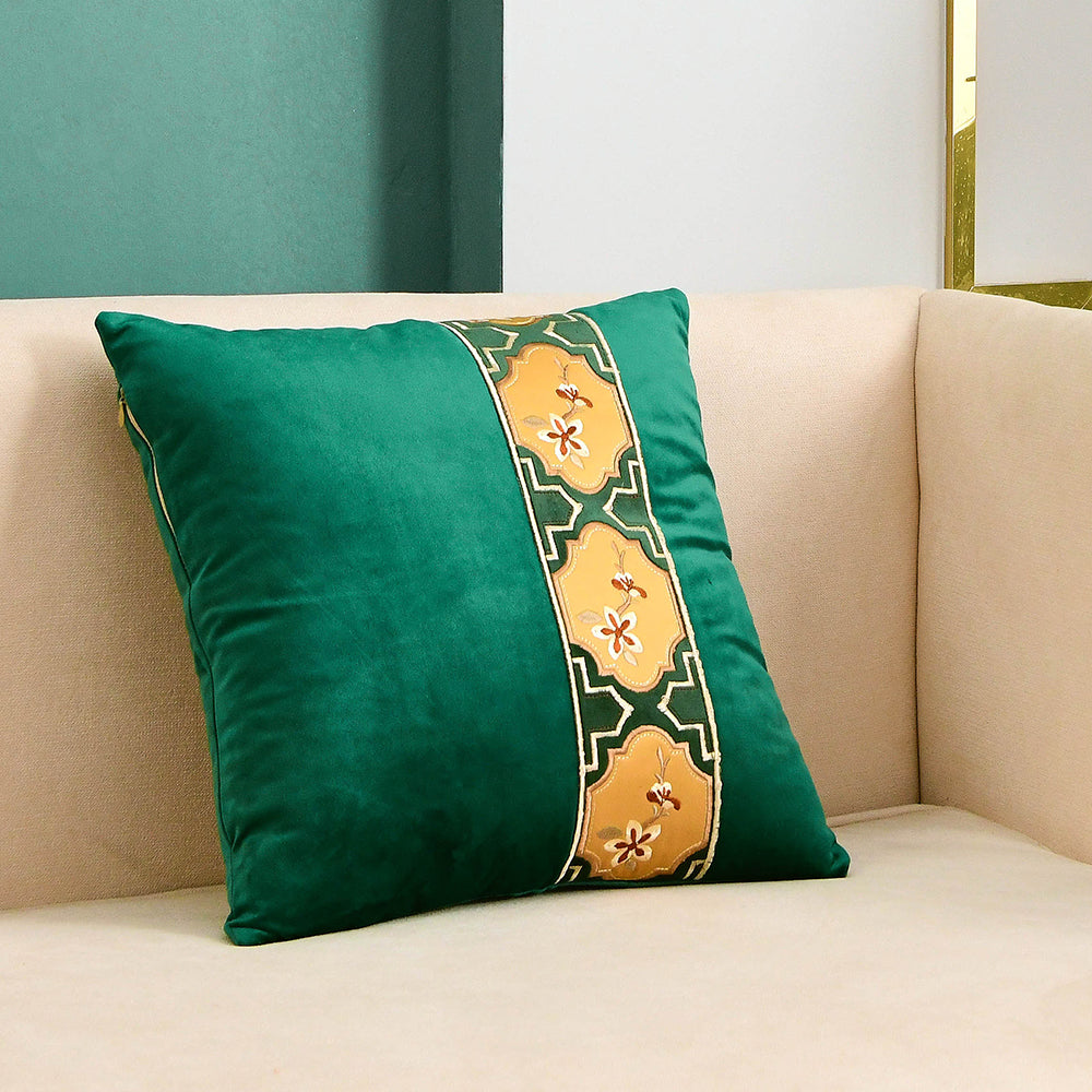 May's Decorative Velvet Throw Pillow Covers - Chinese Orchid [Emerald Green]
