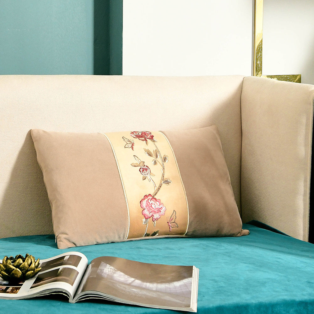 May's Decorative Velvet Throw Pillow Covers - Plum Blossom [Desert Brown]