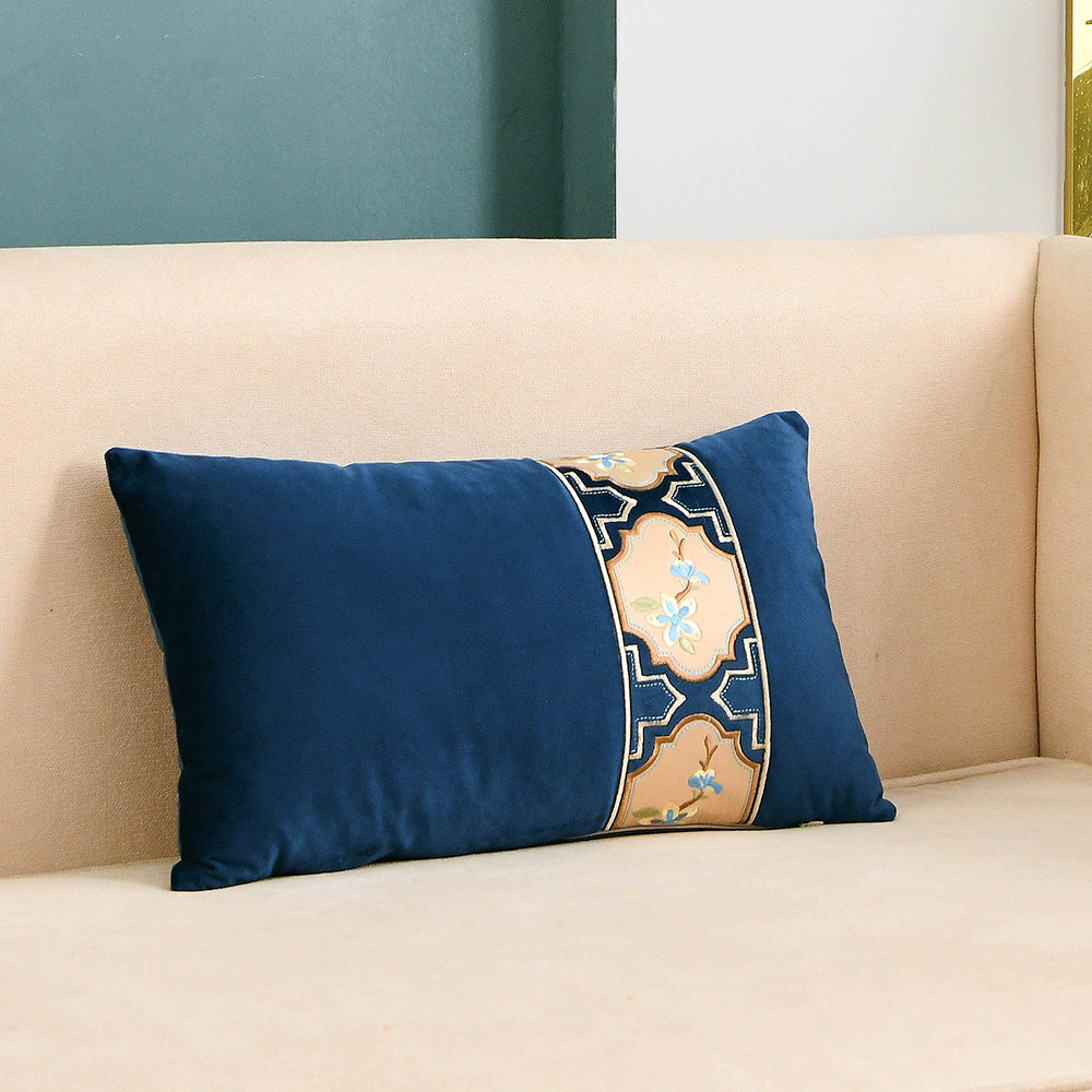 May's Decorative Velvet Throw Pillow Covers - Chinese Orchid [Navy Blue]