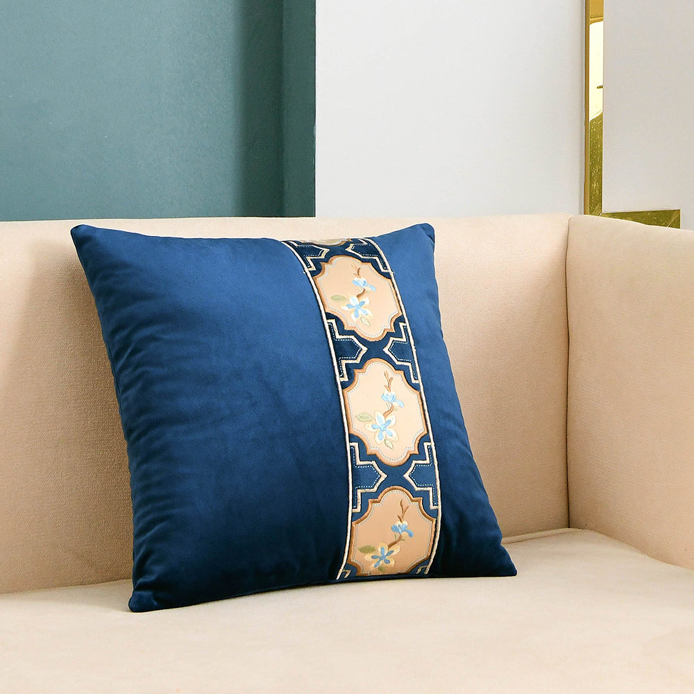 May's Decorative Velvet Throw Pillow Covers - Chinese Orchid [Navy Blue]