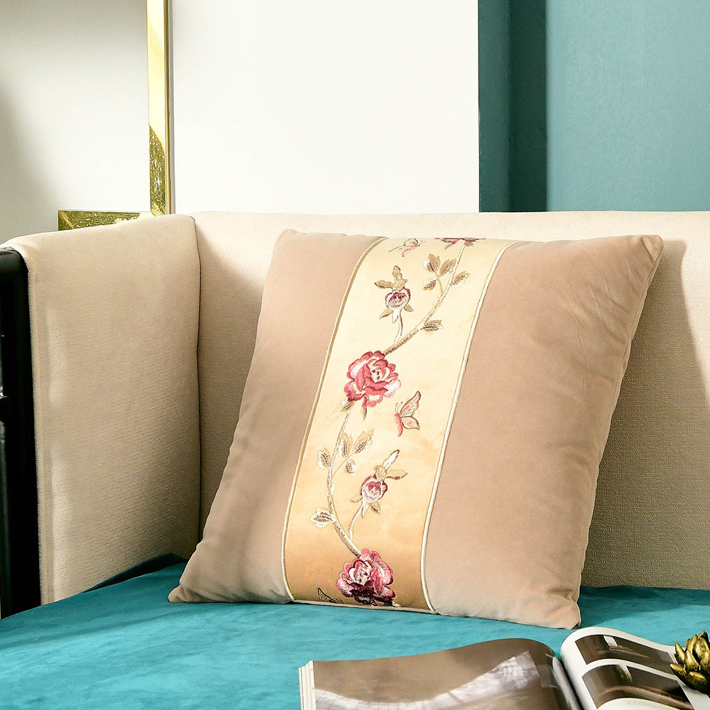 May's Decorative Velvet Throw Pillow Covers - Plum Blossom [Desert Brown]