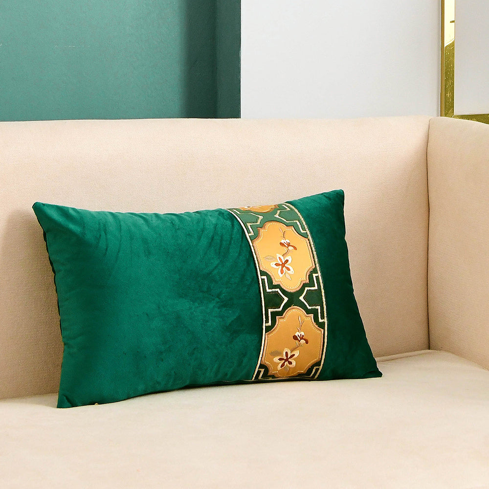 May's Decorative Velvet Throw Pillow Covers - Chinese Orchid [Emerald Green]