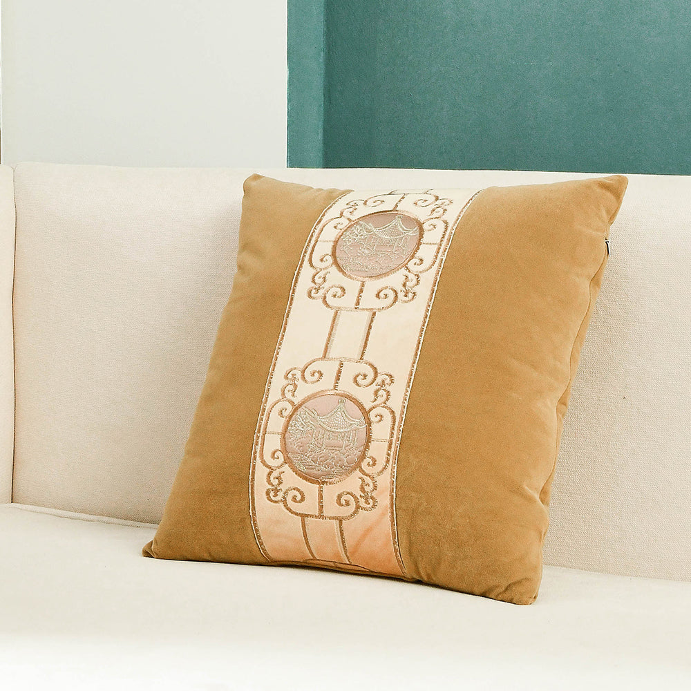 May's Decorative Velvet Throw Pillow Covers - Asian Pavilion [Sandstorm Yellow]