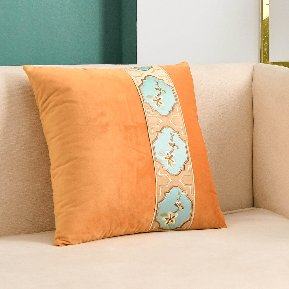 May's Decorative Velvet Throw Pillow Covers - Chinese Orchid [Sunset Orange]