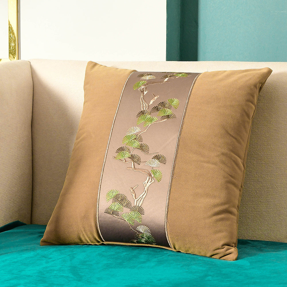 May's Decorative Velvet Throw Pillow Covers - Pine tree [Hazelnut Brown]