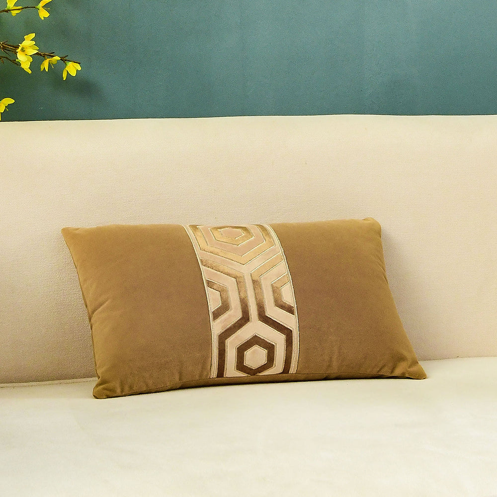 May's Decorative Velvet Throw Pillow Covers - Modern Lines [Tawny Brown]
