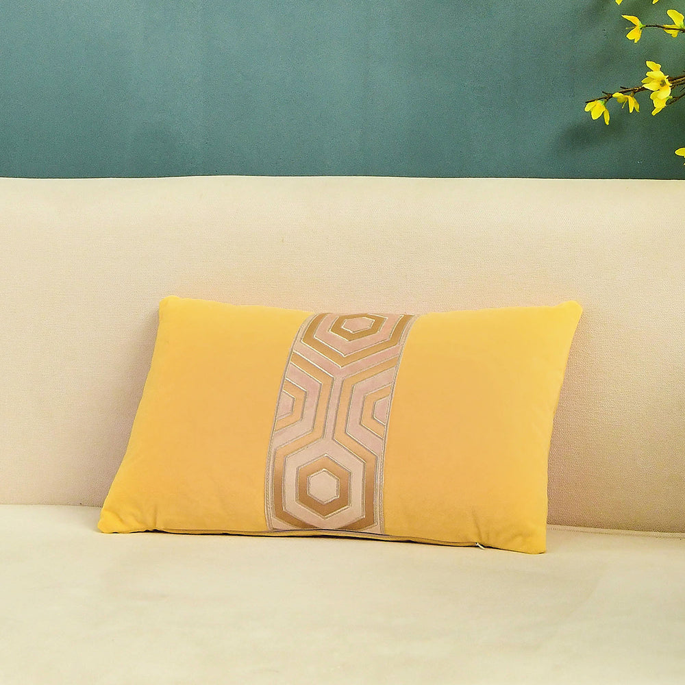 May's Decorative Velvet Throw Pillow Covers - Modern Lines [Lemon Yellow]