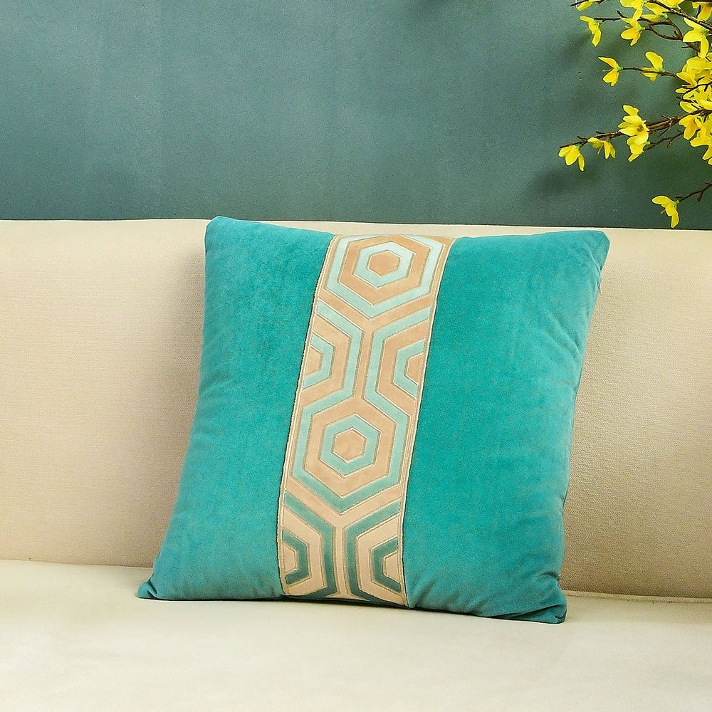 May's Decorative Velvet Throw Pillow Covers - Modern Lines [Cerulean Blue]
