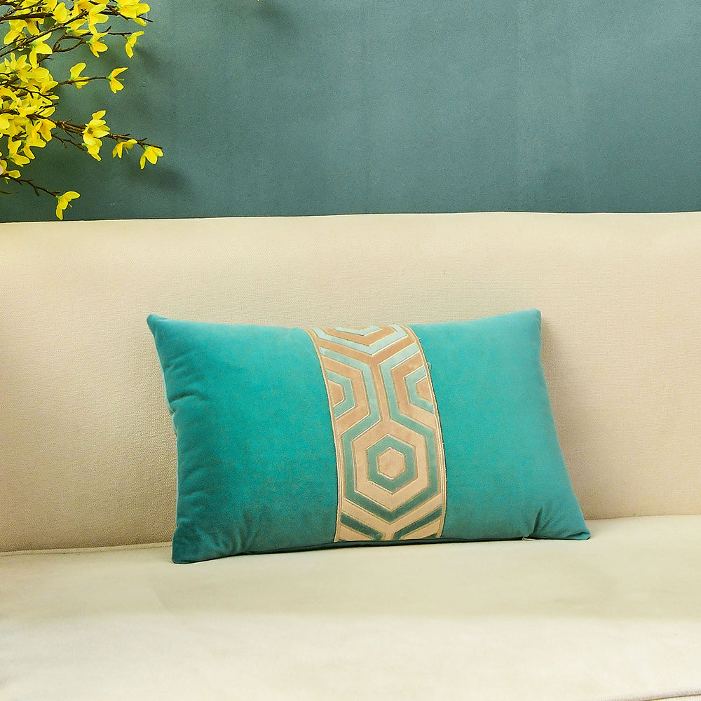 May's Decorative Velvet Throw Pillow Covers - Modern Lines [Cerulean Blue]