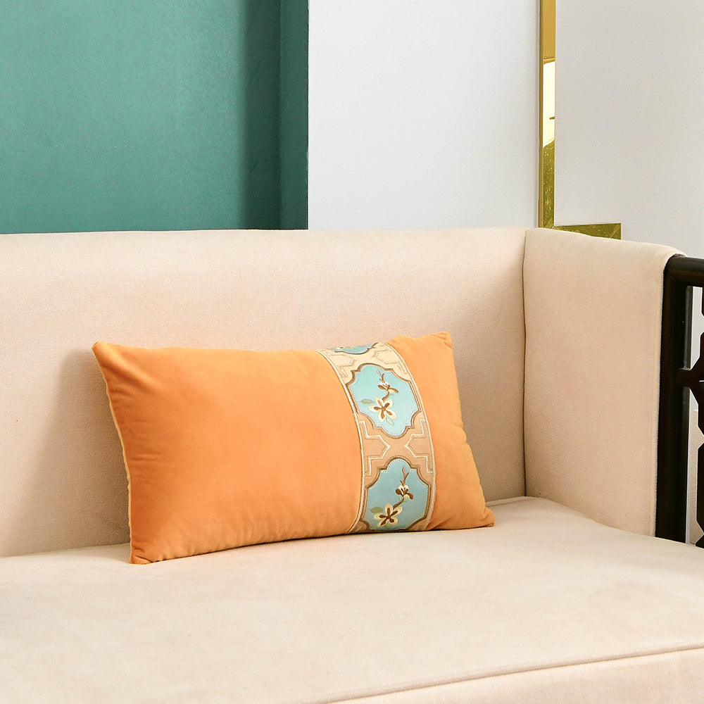 May's Decorative Velvet Throw Pillow Covers - Chinese Orchid [Sunset Orange]