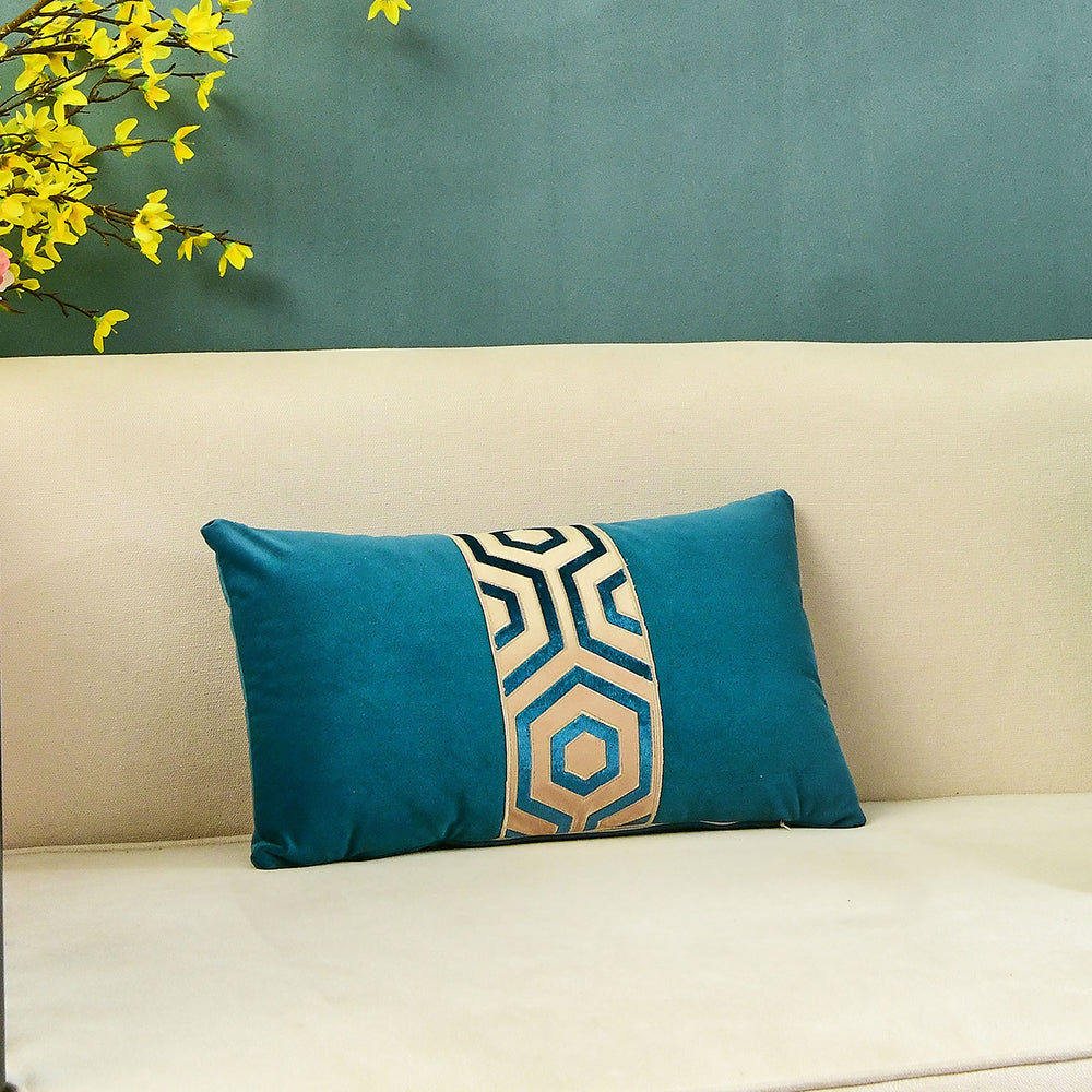 May's Decorative Velvet Throw Pillow Covers - Modern Lines [Sapphire Blue]