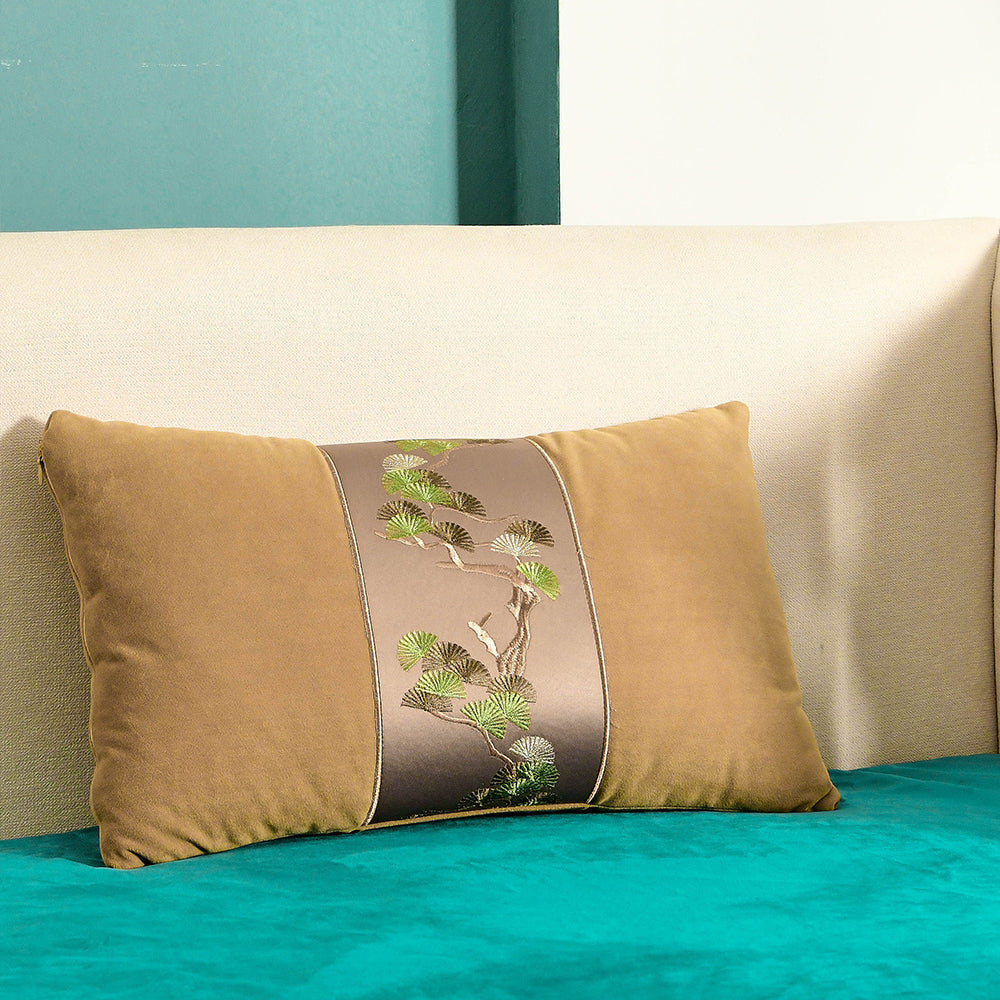 May's Decorative Velvet Throw Pillow Covers - Pine tree [Hazelnut Brown]