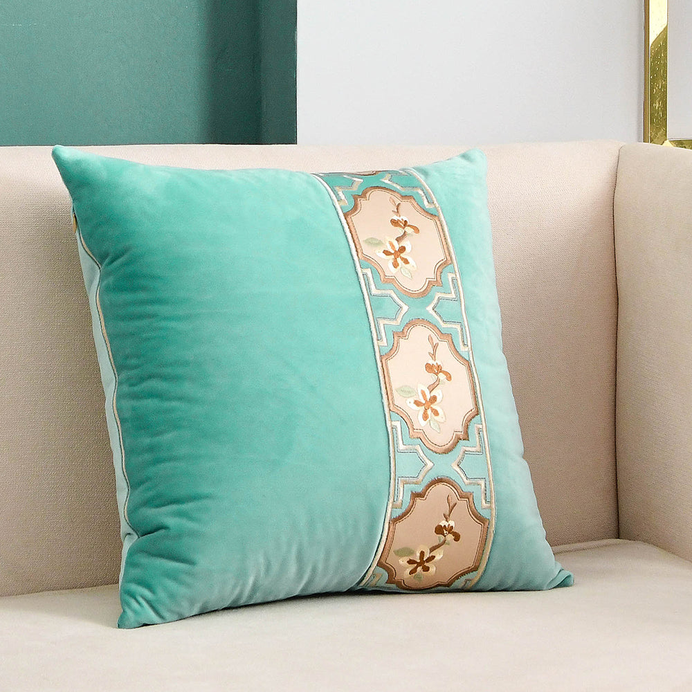 May's Decorative Velvet Throw Pillow Covers - Chinese Orchid [Turquoise Blue]