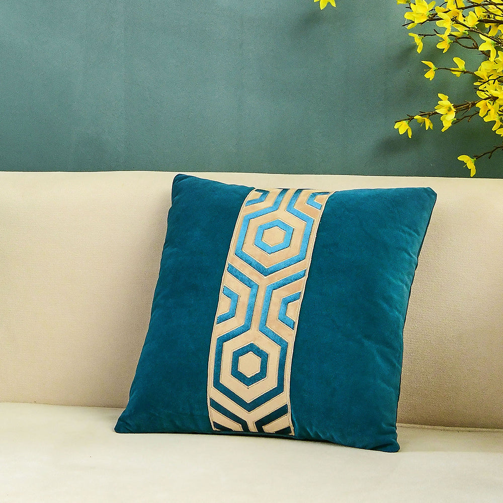 May's Decorative Velvet Throw Pillow Covers - Modern Lines [Sapphire Blue]