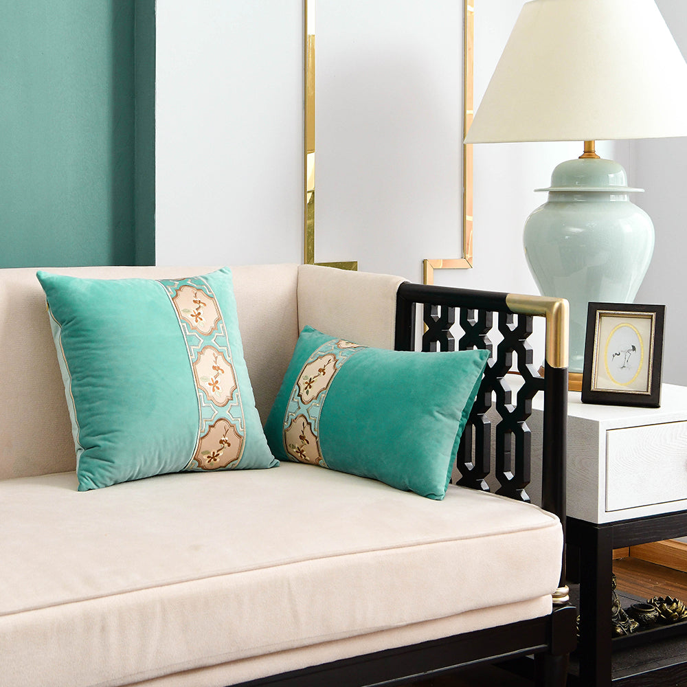 May's Decorative Velvet Throw Pillow Covers - Chinese Orchid [Turquoise Blue]