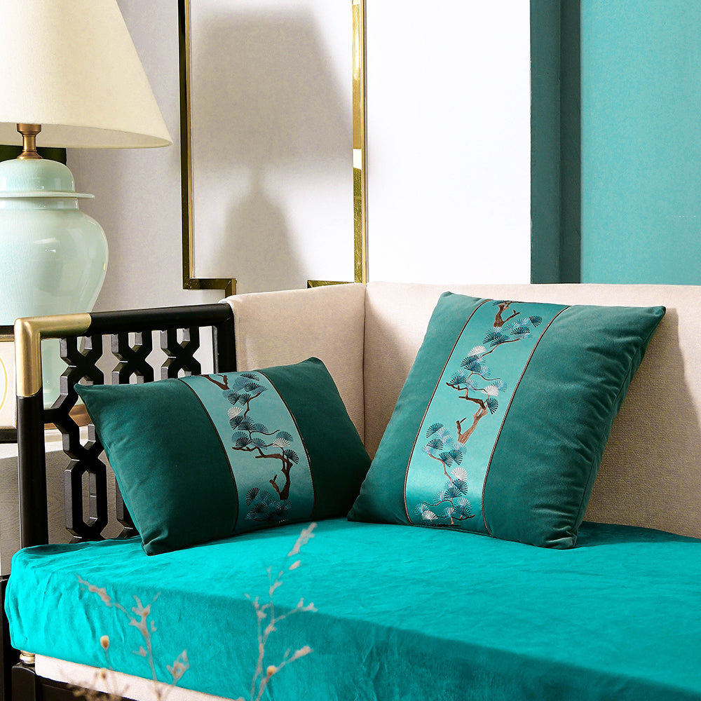 May's Decorative Velvet Throw Pillow Covers - Pine tree [Pine Green]