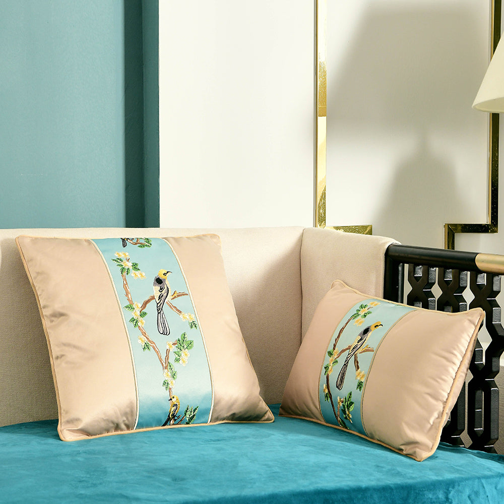 May's Decorative Silk Pillow Covers - Yellow Headed Blackbird [Dutch Boy Yellow]
