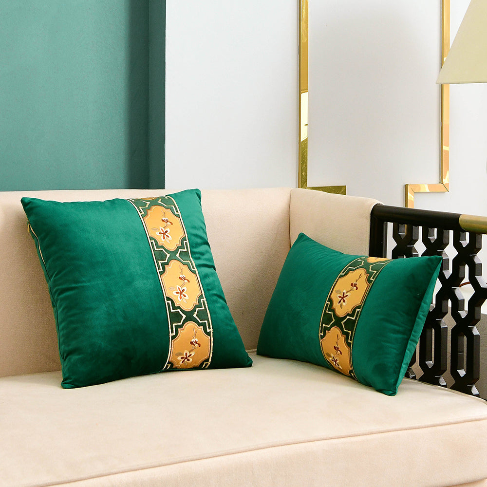 May's Decorative Velvet Throw Pillow Covers - Chinese Orchid [Emerald Green]