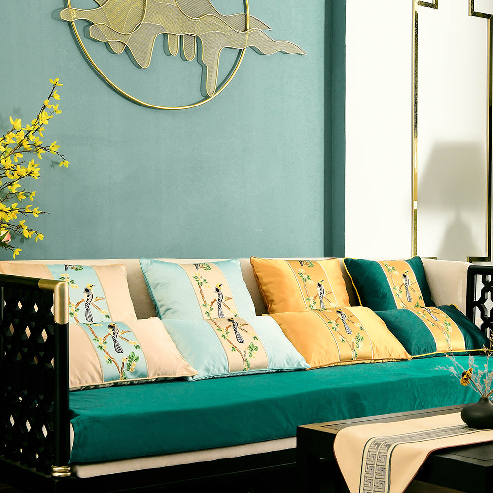 May's Decorative Silk Pillow Covers - Yellow Headed Blackbird [Marigold Yellow]