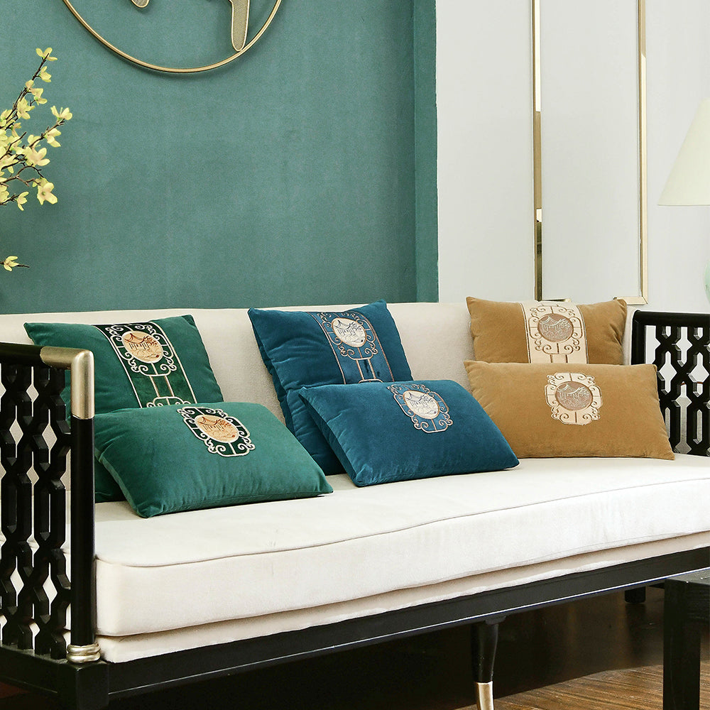 May's Decorative Velvet Throw Pillow Covers - Asian Pavilion [Sandstorm Yellow]