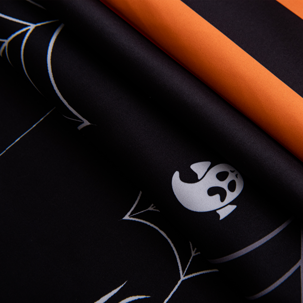 Halloween Spiderweb Striped Tablecloth - Orange