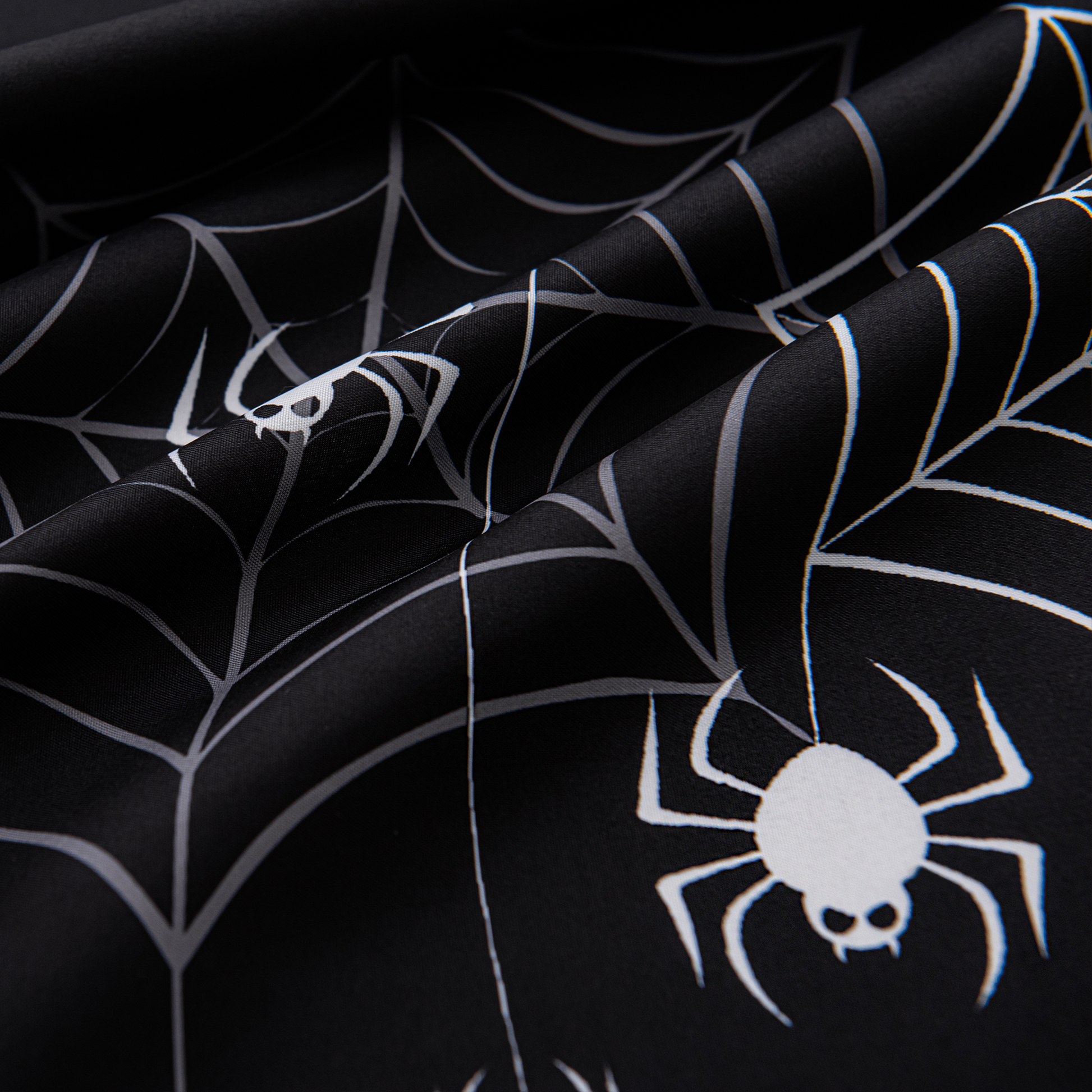 Halloween Spiderweb Striped Tablecloth - Orange